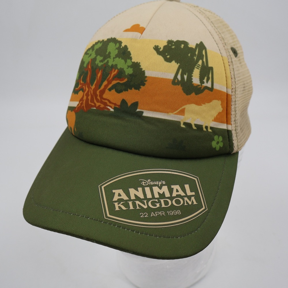 Disney Animal Kingdom Trucker Hat Adult OS Green Tan 1998 Opening Tree of Life